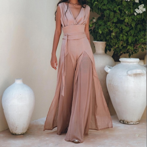 AYA Sacred Wear Dusty Pink Jumpsuit NWT - Picture 1 of 8